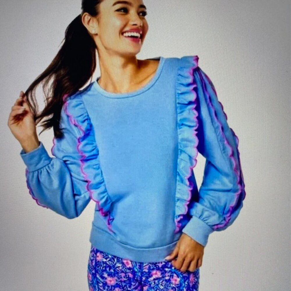 Lilly Pulitzer Suzy Scalloped Sweatshirt Pullover Size Small